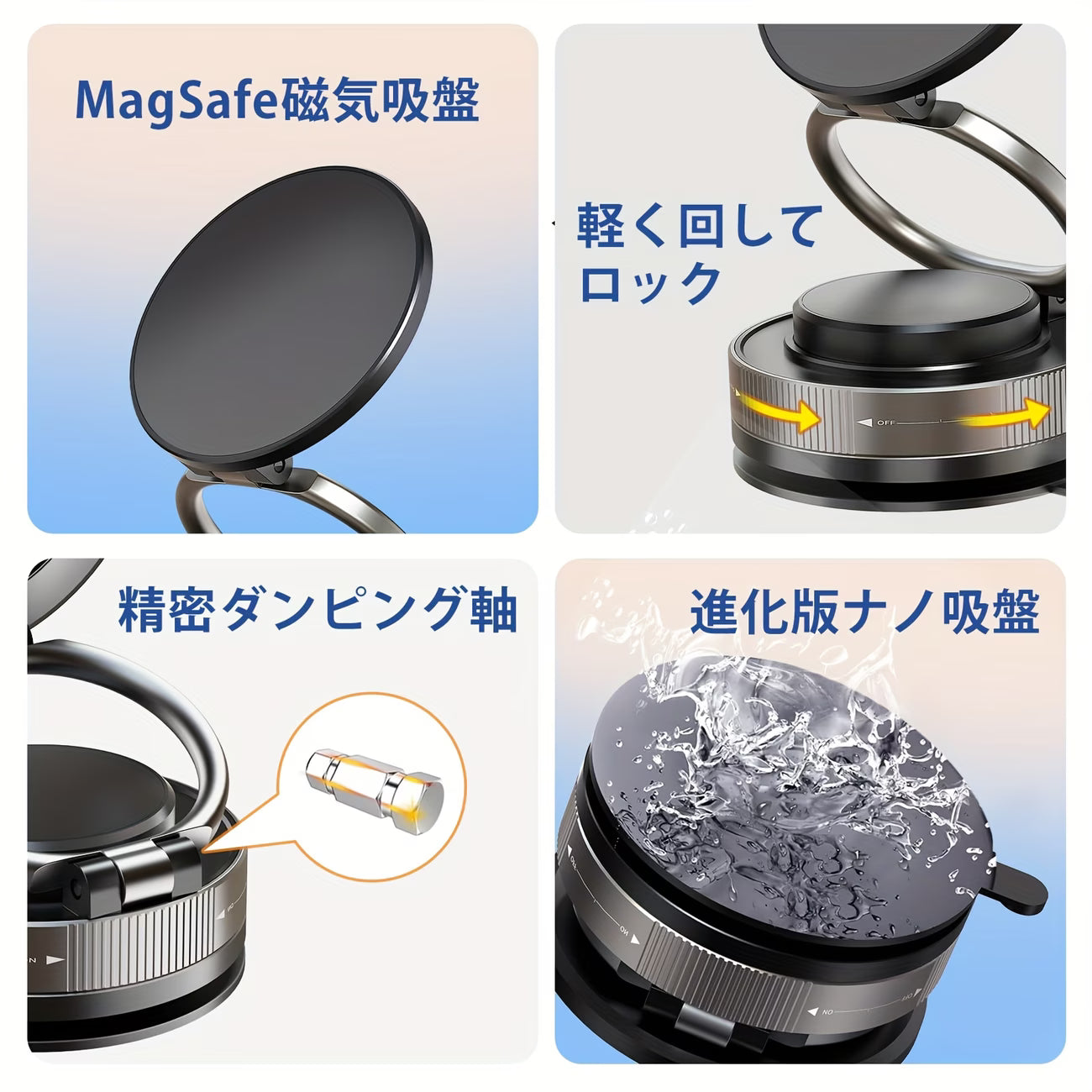 MagFlex360™ 強力磁力で360°自由調整。